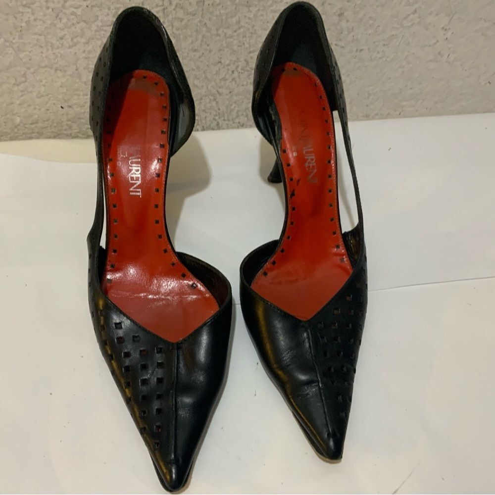 Saint Laurent black Perforated Leather D'orsay Pumps Size 39 - Picture 3 of 15